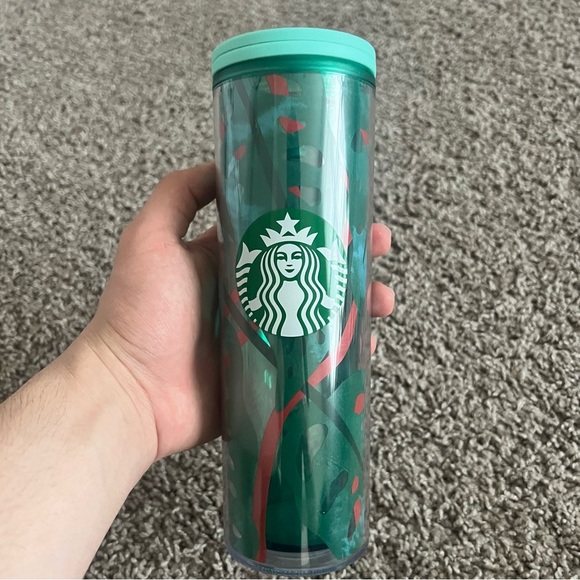 Starbucks Green Jungle Leave Plastic Double Walled 16oz Tumbler 2021 - Picture 5 of 6